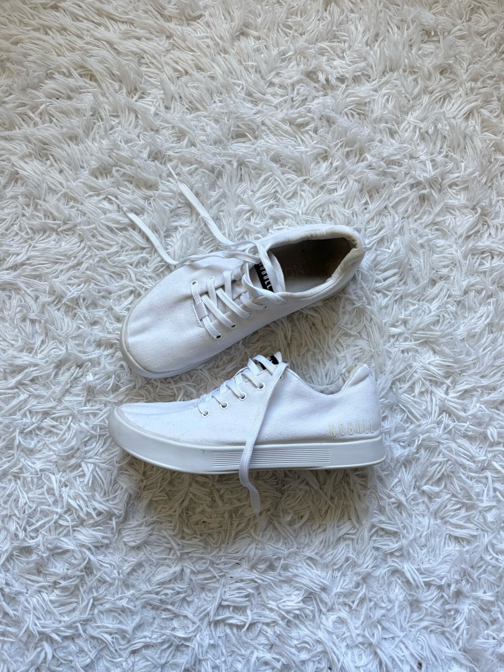 NOBULL White Canvas Lace-Up Sneakers